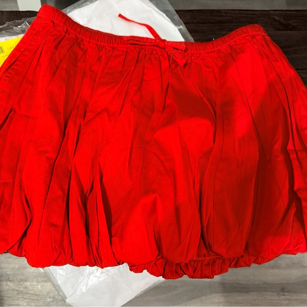 Women's Red Mini Bubble Skirt - Stretch Waist - Picture 7 of 7